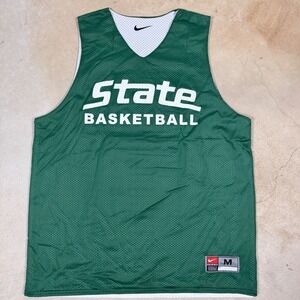 Team issued Nike State Basketball Jersey Mens Size Medium Green White Reversible
